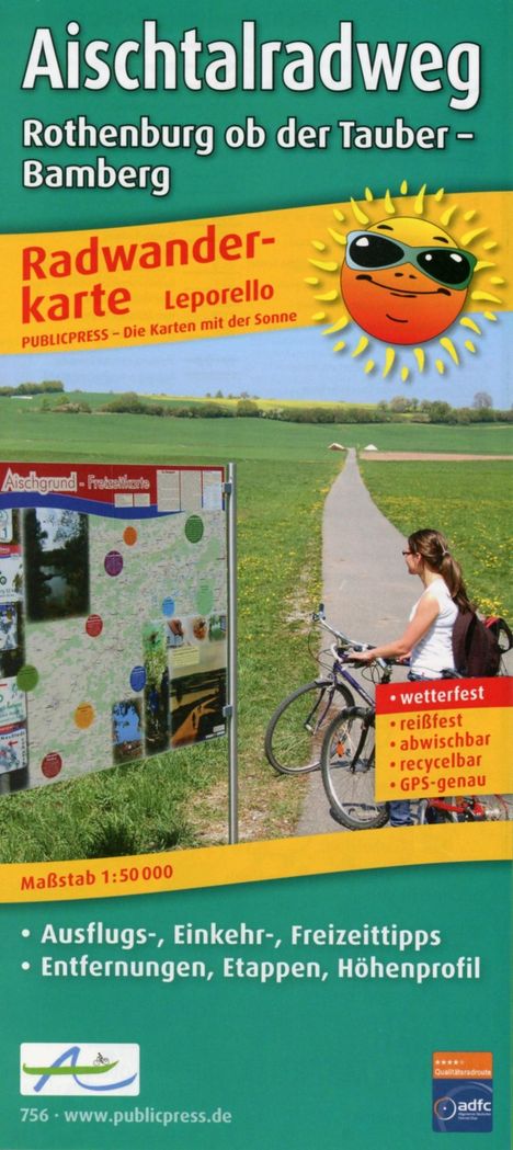 Radwanderkarte Aischtalradweg, Rothenburg ob der Tauber - Bamberg 1 : 50 000, Karten