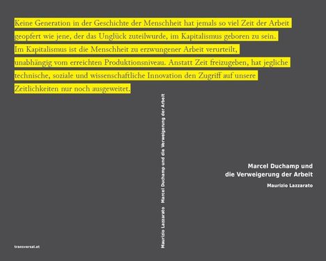 Maurizio Lazzarato: Marcel Duchamp und die Verweigerung der Arbeit, Buch