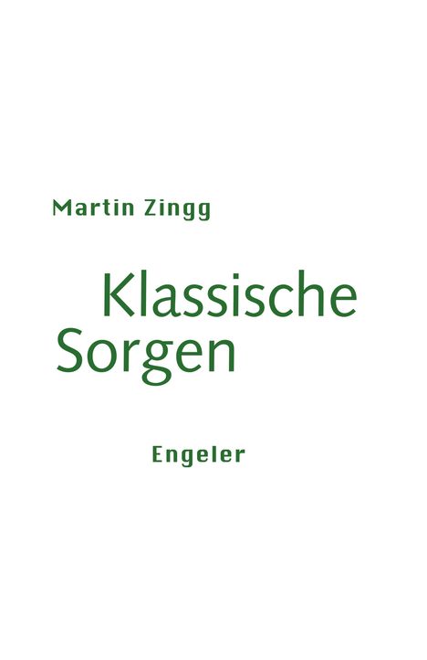 Martin Zingg: Klassische Sorgen, Buch