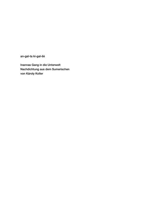 Inannas Gang in die Unterwelt, Buch