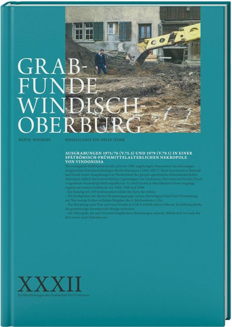 Das Cover zeigt den Titel "Grabfunde Windisch-Oberburg" mit einem Foto einer Ausgrabungsszene und Bagger.