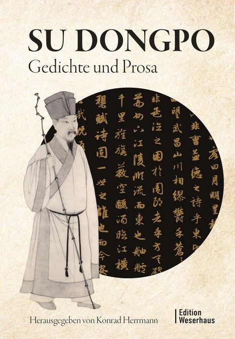 "SU DONGPO, Gedichte und Prosa" oben; Herausgeber: Konrad Herrmann. Illustration eines Mannes in traditioneller Kleidung.
