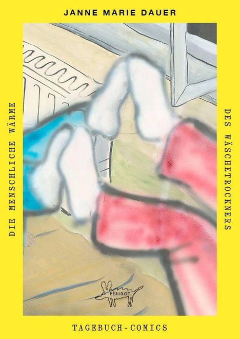 "Janne Marie Dauer. Die menschliche Wärme des Wäschetrockners. Tagebuch-Comics. Illustration: Verschwommenes Bild von zwei Figuren."