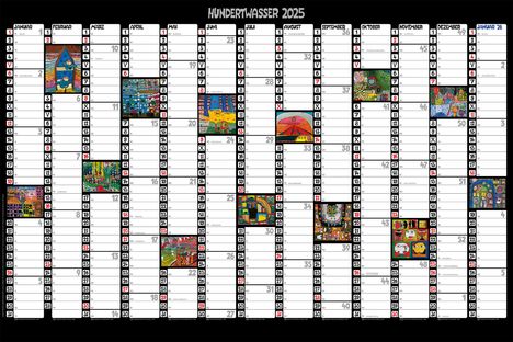Hundertwasser Jahresplaner Art 2025, Kalender