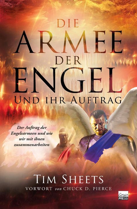 Titel: "Die Armee der Engel und ihr Auftrag". Zwei Engel mit Rüstung und Flügeln, ein himmlischer Hintergrund.
