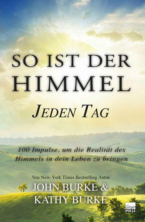 „SO IST DER HIMMEL JEDEN TAG“ gefolgt von Landschaft mit Hügeln unter sonnigem Himmel bei Sonnenaufgang.