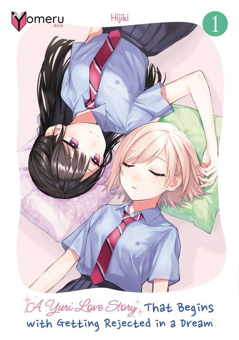 „A Yuri Love Story That Begins with Getting Rejected in a Dream“ Zwei junge Frauen in Schuluniformen auf einem Bett.