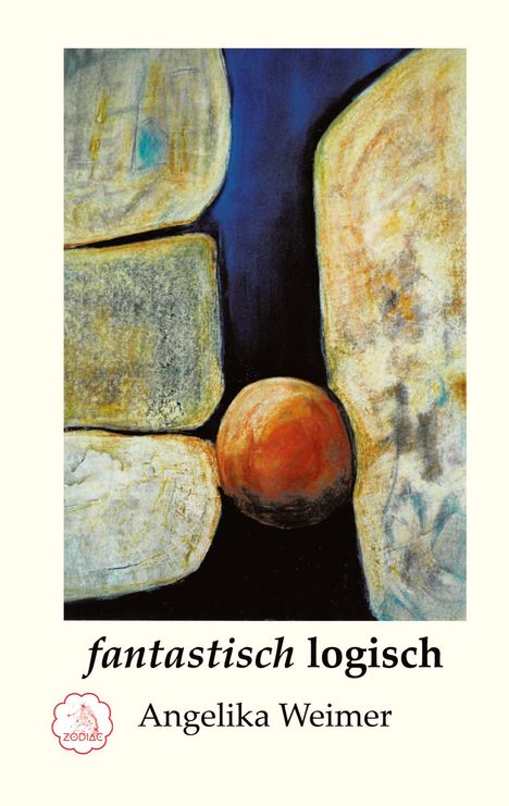 „fantastisch logisch“ und „Angelika Weimer“. Illustration: bunte Formen und ein roter Kreis in der Mitte. Logo: ZODIAC.