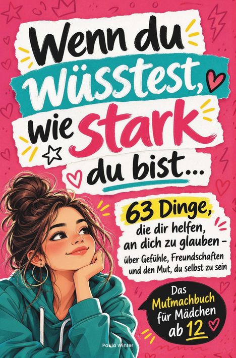 „Wenn du wüsstest, wie stark du bist... 63 Dinge, die dir helfen, an dich zu glauben.“ Illustration eines Mädchens in Hoodie.