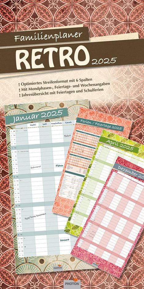 Familienplaner "RETRO" Kalender 2025, Kalender