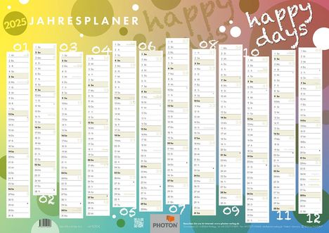 Jahresplaner "HAPPY DAYS" Kalender 2025, Kalender