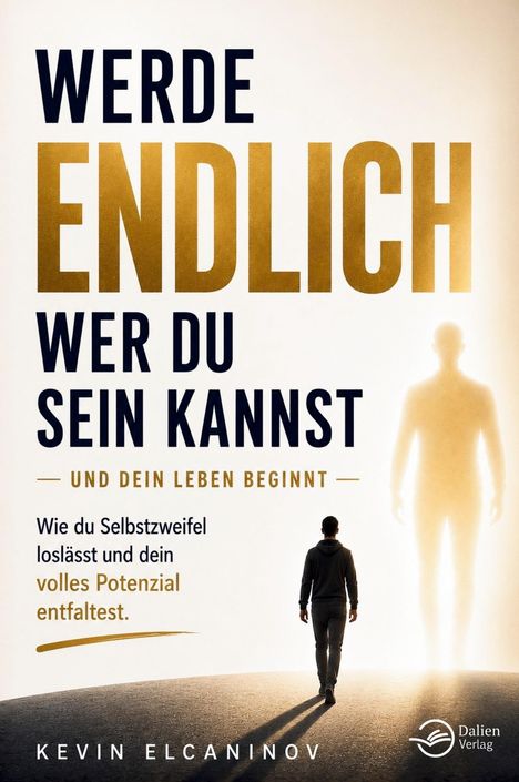 "Werde endlich wer du sein kannst und dein Leben beginnt." Ein Mann geht einem leuchtenden Umriss entgegen.