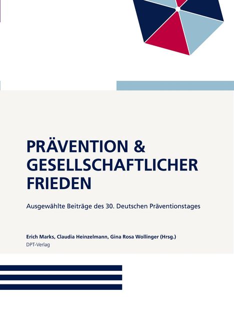 "Prävention & Gesellschaftlicher Frieden" steht in großen Buchstaben. Ein sechsteiliges farbiges Logo ist oben rechts.