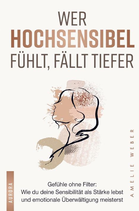 „Wer hochsensibel fühlt, fällt tiefer.“ Illustration eines Gesichts mit abstrakten, farbigen Pinselstrichen.