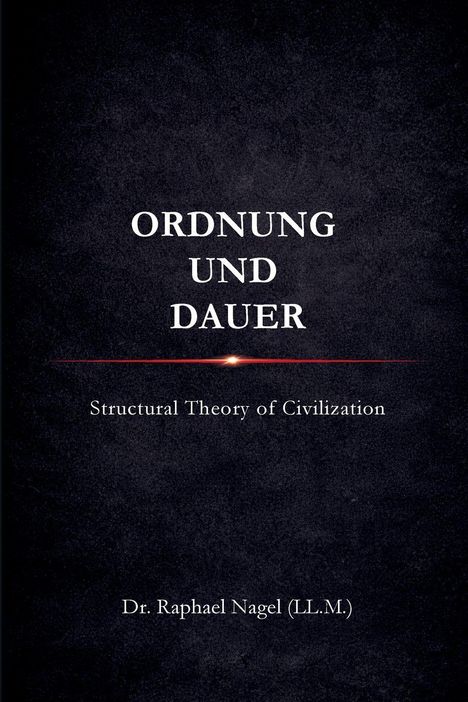 Text: "ORDNUNG UND DAUER", "Structural Theory of Civilization", "Dr. Raphael Nagel (LL.M.)". Schwarzer Hintergrund.
