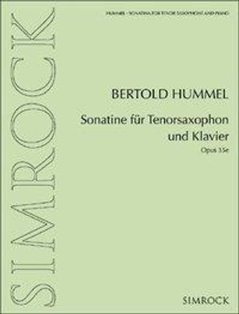 Sonatine für Tenorsaxophon und Klavier, Buch