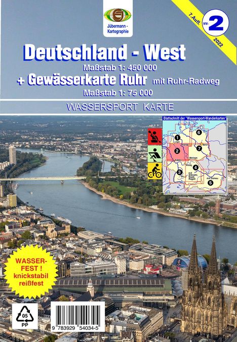 Erhard Jübermann: Wassersport-Wanderkarte 02. Deutschland West, Karten
