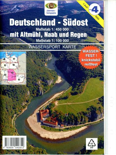 Erhard Jübermann: Wassersport-Wanderkarte 04. Deutschland-Südost mit Altmühl, Naab und Regen für Kanu- und Rudersport, Karten