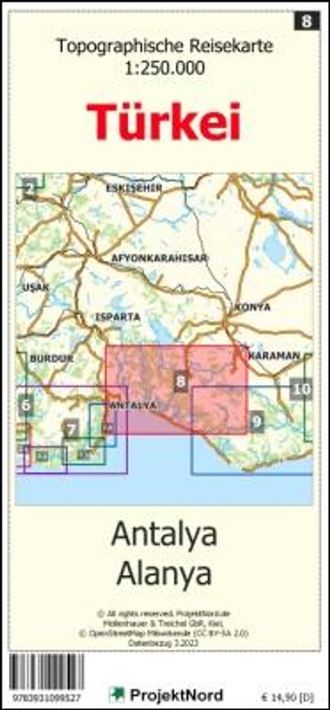 Jens Uwe Mollenhauer: Antalya - Alanya - Topographische Reisekarte 1:250.000 Türkei (Blatt 8), Karten