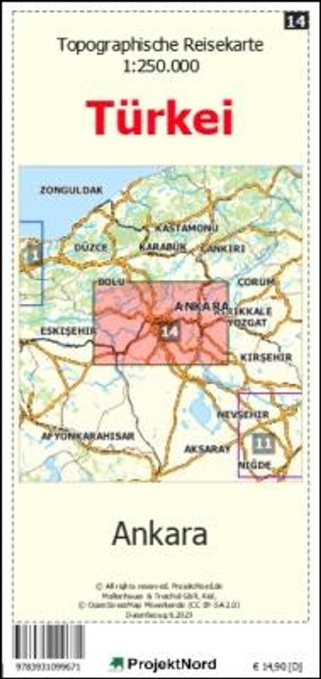 Jens Uwe Mollenhauer: Ankara - Topographische Reisekarte 1:250.000 Türkei (Blatt 14), Karten