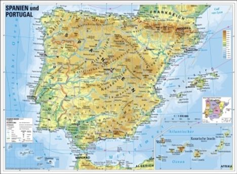 Spanien und Portugal physisch, Karten