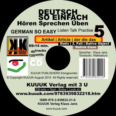 Klaus Jans: Deutsch So Einfach - Hören Sprechen Üben 5 - German So Easy - Talk Listen Practise 5, CD