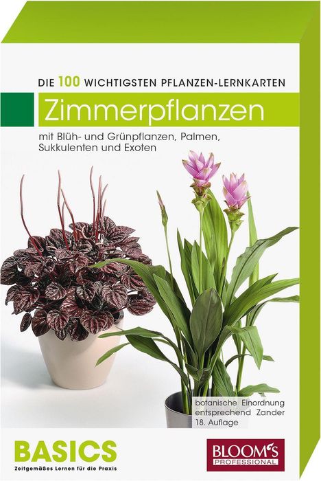 "Zimmerpflanzen: Die 100 wichtigsten Pflanzen-Lernkarten. Bild von zwei Pflanzenarten in Töpfen."