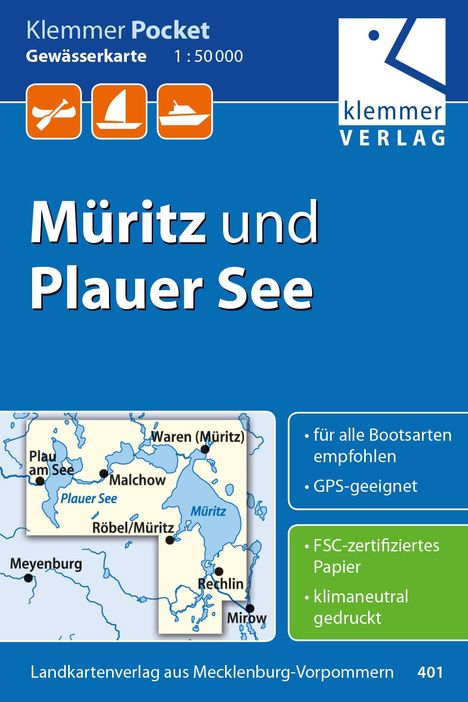 Klemmer Pocket Gewässerkarte Müritz und Plauer See 1:50.000, Karten