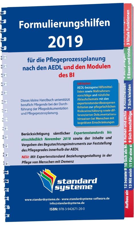 Formulierungshilfen 2019 für die Pflegeprozessplanung nach den AEDL, Buch