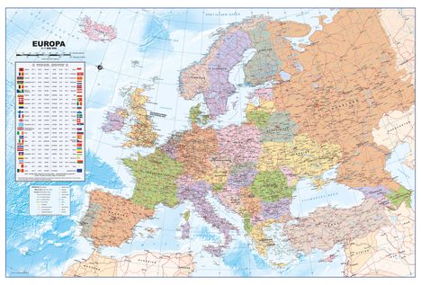 Politische Europakarte als Poster, deutsch, ca. 90x61cm, Karten