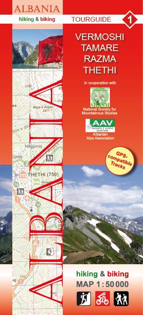 Albania hiking &amp; biking 1:50000, Karten