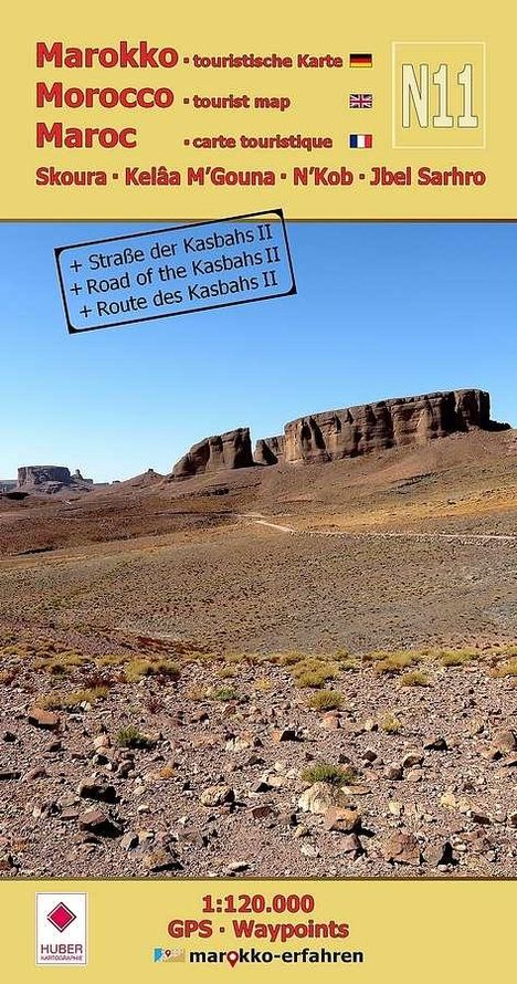 Www. Marokko-Erfahren. de: N11: Skoura - Kelâa M'Gouna - N'Kob - Jbel Sarhro + Straße der Kasbahs II 1:120.000 + GPS-Waypoints, Karten