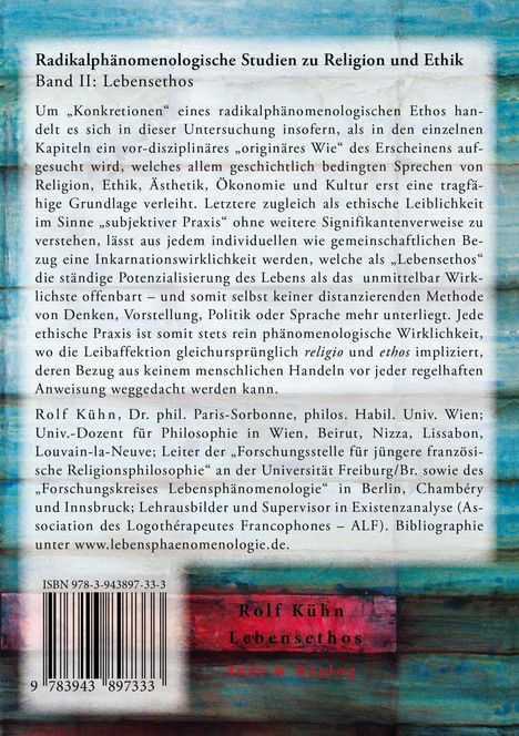Rolf Kühn: Lebensethos, Buch