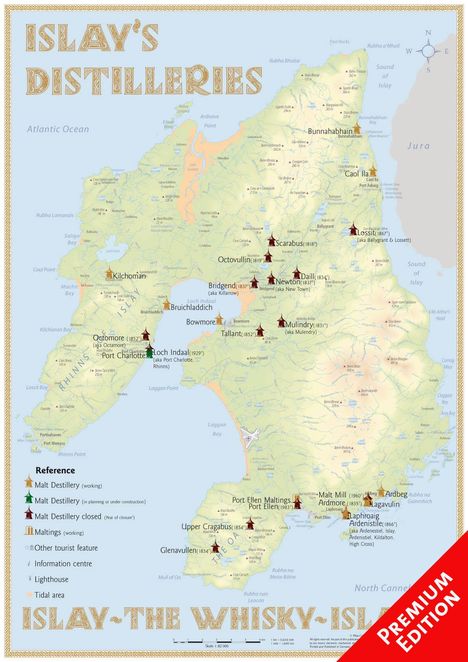 Rüdiger Jörg Hirst: Whisky Distilleries Islay - Poster 42x60cm - Premium Edition, Karten