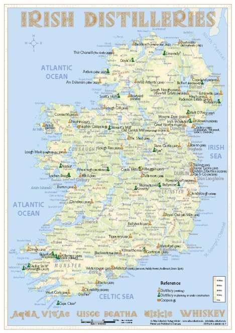 Rüdiger Jörg Hirst: Whiskey Distilleries Ireland - Tasting Map, Karten