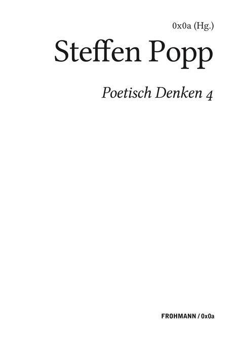 Poetisch denken 4: Steffen Popp, Buch