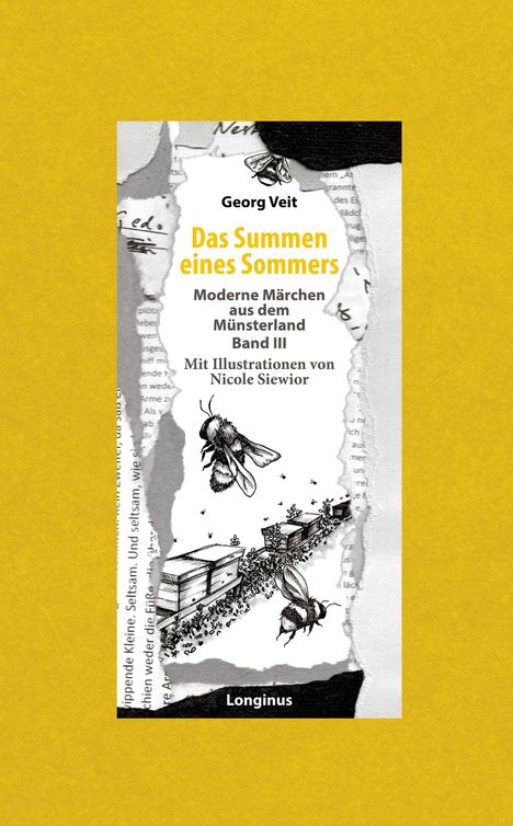 "Das Summen eines Sommers" von Georg Veit, moderne Märchen aus dem Münsterland, Band III. Bienen und Kisten gezeichnet.