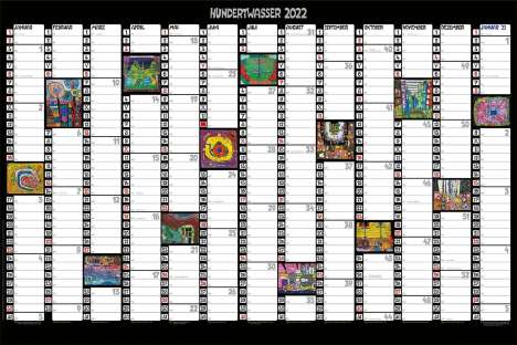 Friedensreich Hundertwasser: Hundertwasser Jahresplaner Art 2022, Kalender