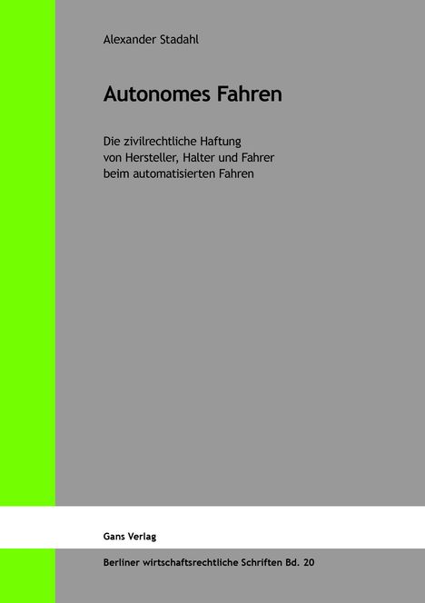 Alexander Stadahl: Autonomes Fahren, Buch