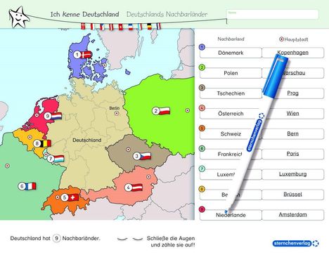 Katrin Langhans: Ich kenne Deutschland - Deutschlands Nachbarländer - Lerntafel mit Stift, Buch