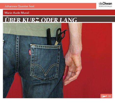 „Über kurz oder lang“, ein Audiobuch von Marie-Aude Murail, gelesen von Johannes Quester, zeigt eine Jeanstasche mit Werkzeug.