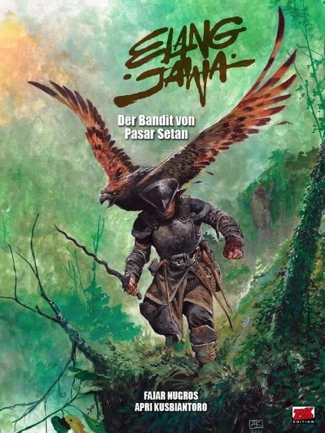 „Elang Jawa“, „Der Bandit von Pasar Setan“, Autoren: Fajar Nugros, Airi Kusbiantoro. Illustration eines maskierten Mannes mit Adler.