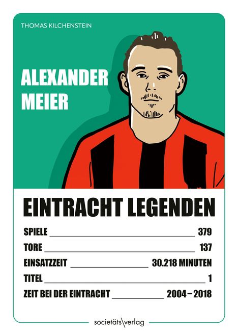 "Alexander Meier. Eintracht Legenden: Spiele 379, Tore 137, Einsatzzeit 30.218 Minuten, Titel 1, Zeit 2004–2018." Illustration.