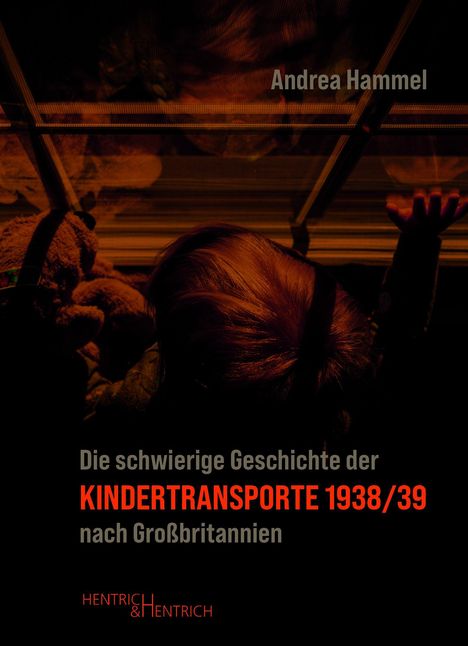 „Die schwierige Geschichte der KINDERTRANSPORTE 1938/39 nach Großbritannien“. Oben eine schemenhafte Silhouette eines Kindes.