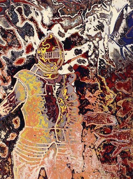 Keine erkennbaren Texte vorhanden. Illustration eines Tauchers in einem rustikalen, lebendigen und abstrakten Stil.