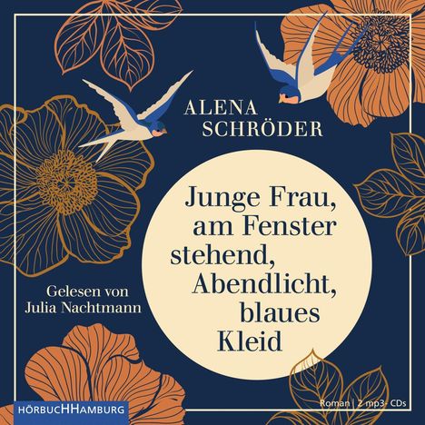 Alena Schröder: Junge Frau, am Fenster stehend, Abendlicht, blaues Kleid, 2 CDs