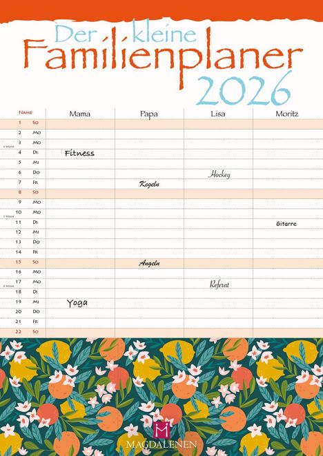 Der kleine Familienplaner 2026, Kalender