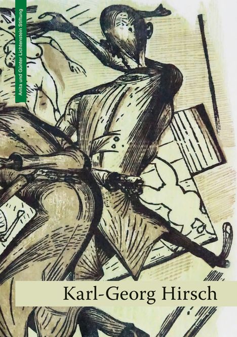 Text: "Karl-Georg Hirsch", "Anita und Günter Lichtenstein Stiftung". Illustration: Dynamische Figuren in Bewegung.