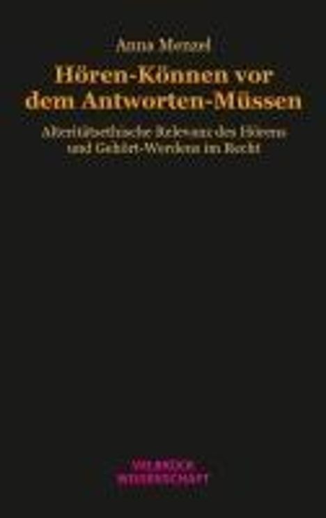 Anna Menzel: Hören-Können vor dem Antworten-Müssen, Buch