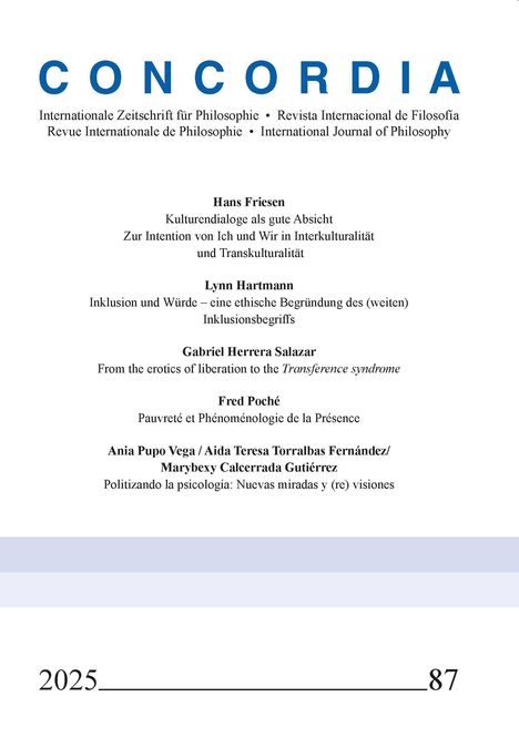 Raúl Fornet-Betancourt: Concordia - Internationale Zeitschrift für Philosophie 87, Buch